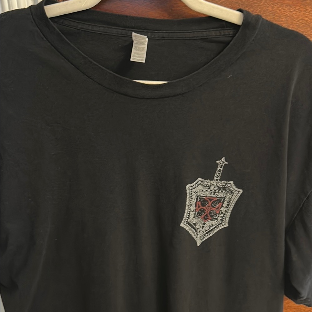 Black Graphic T-Shirt with Shield Design